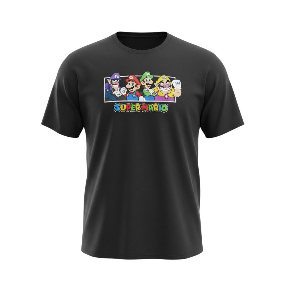 Super Mario Graphic T-Shirt Black Nintendo Mens 3XL Short Sleeve Tee